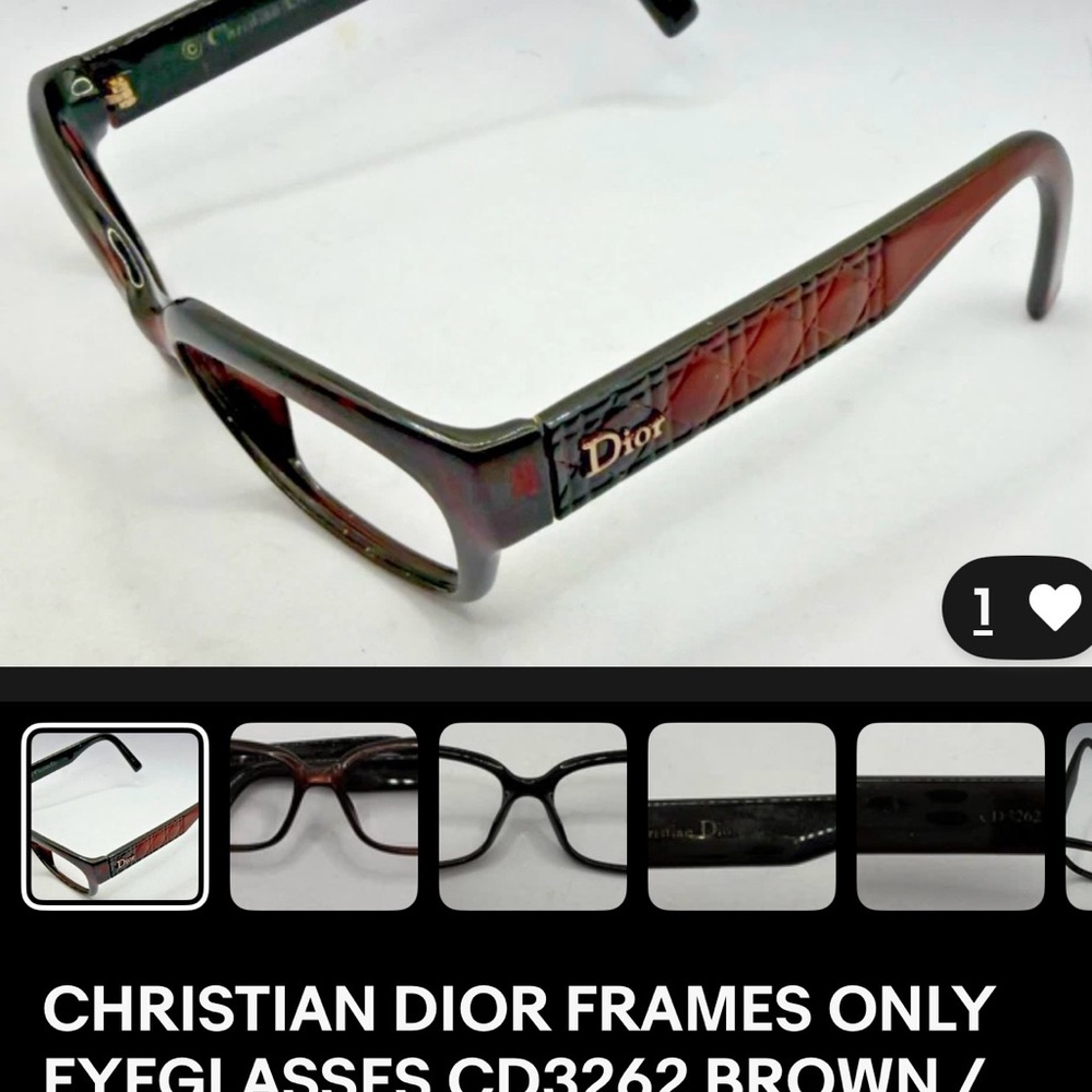 Dior Olive Brown Rectangular Eyeglass Frames - image 8